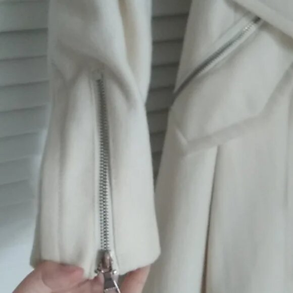 Express White Double Breasted Belted Pea Coat - Picture 4 of 5